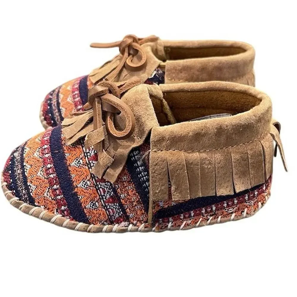 Lamo Kids Fringe Moccasin Booties Size 12-18 mos